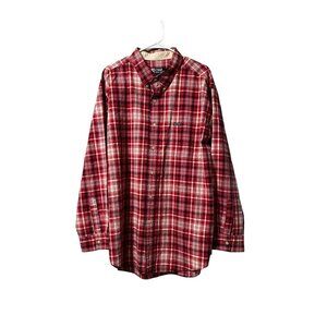 Chaps Ralph Lauren Mens Shirt Size 2XL Button Down Plaid Red Long Sleeve Classic